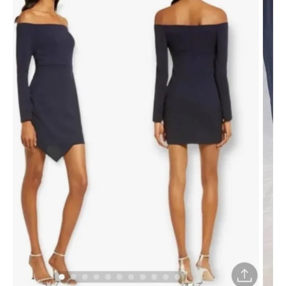 Lulus off shoulder curve appeal body con navy dress Xl  nwt slimming - Picture 1 of 7
